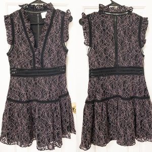 Mare Mare Ruffle Gopal Lace V-Neck Cocktail Dress